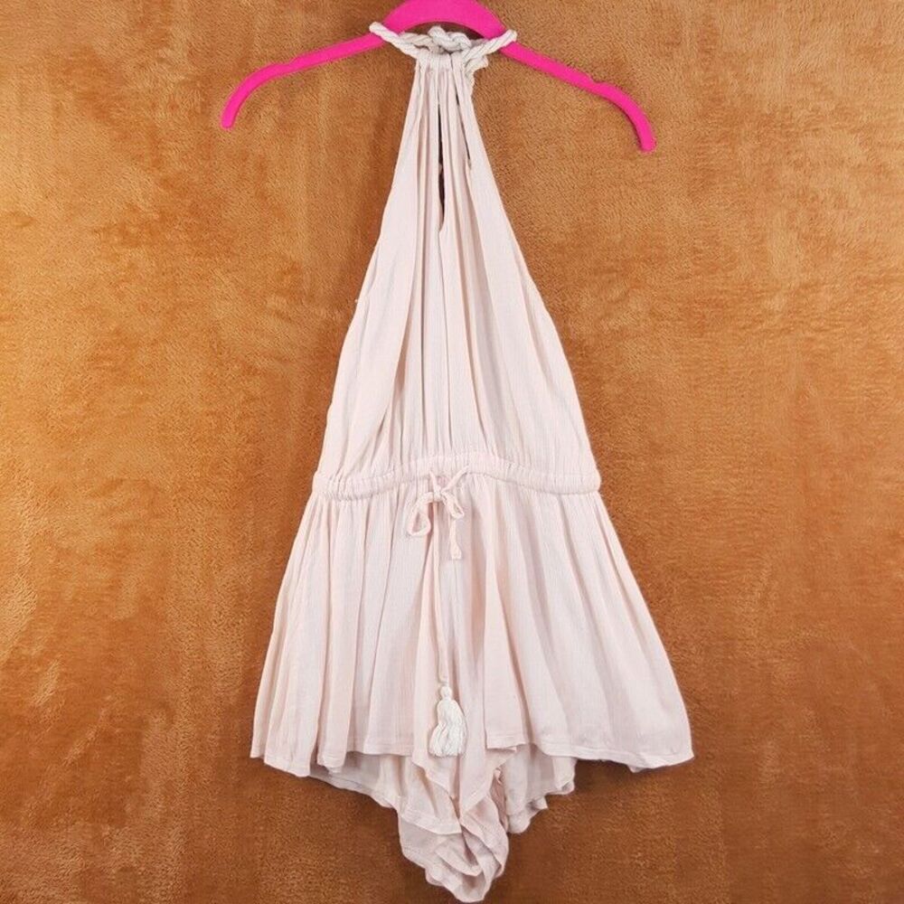 ANGEL BIBA Womens Romper Size 8 Pink Halter Shorts Pull On Jumpsuit Drawstring